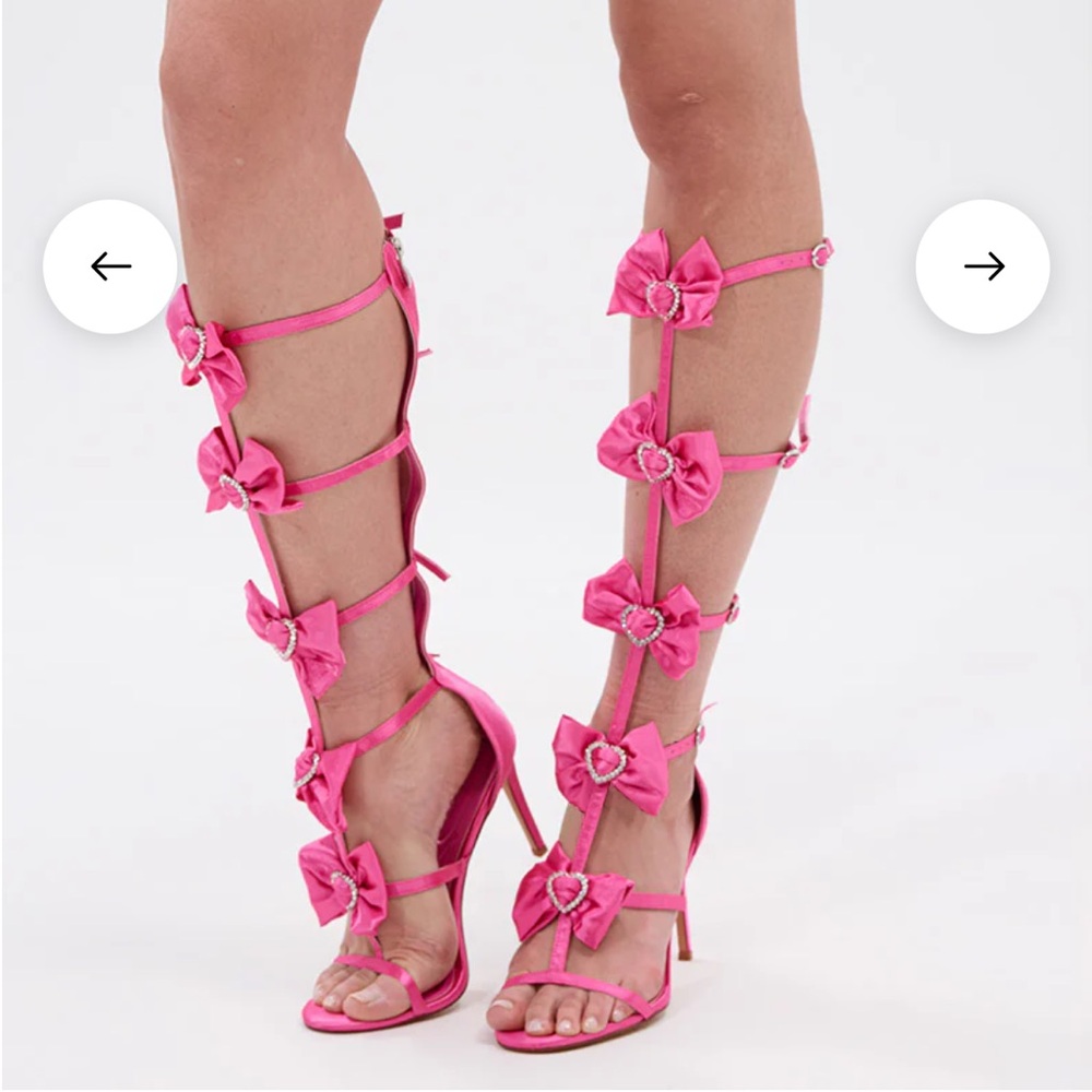 AZALEA WANG AERIN FUCHSIA GLADIATOR BOW SANDAL STILETTO